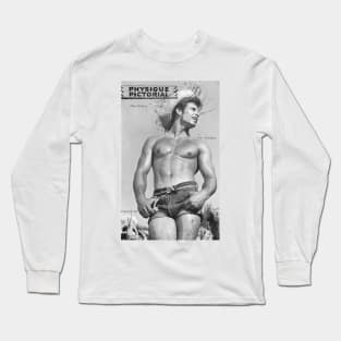 PHYSIQUE PICTORIAL Joe Valiant - Vintage Physique Muscle Male Model Magazine Cover Long Sleeve T-Shirt